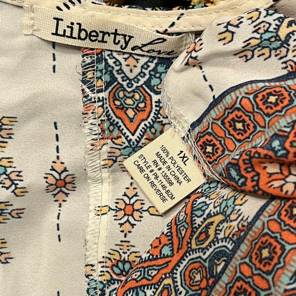Women's Liberty Love Cardigan/Shrug 1X White Orange Floral - Picture 5 of 5